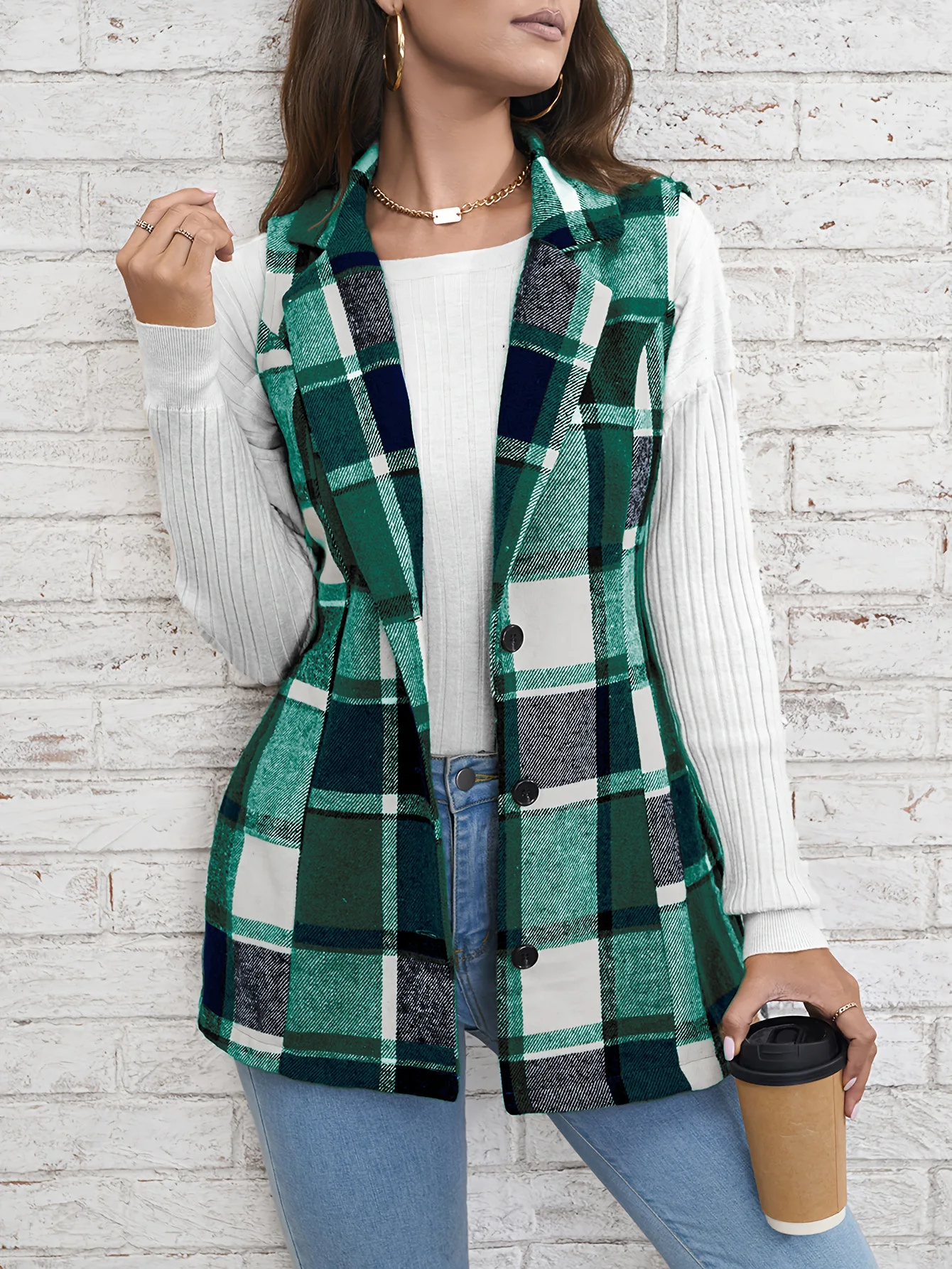 Rashel | Cappotto Senza Maniche In Tessuto Tartan