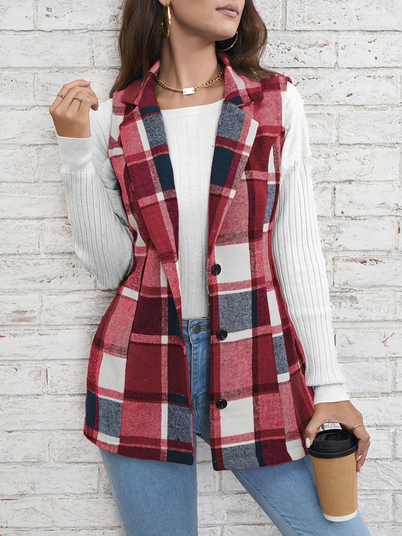 Rashel | Cappotto Senza Maniche In Tessuto Tartan