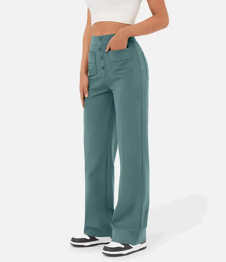 Pantaloni Casual Elasticizzati a Vita Alta