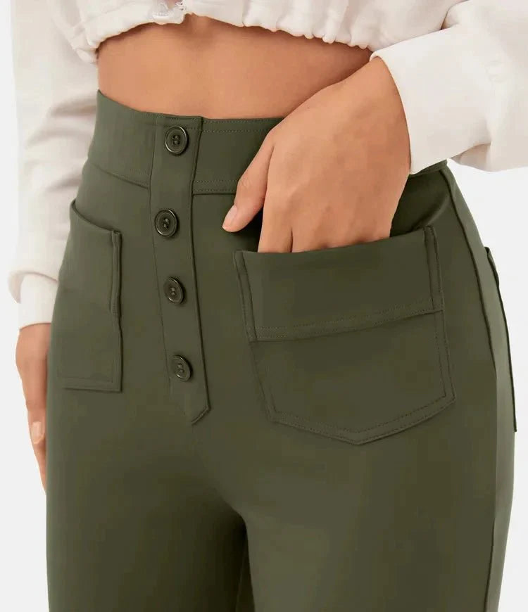 Pantaloni Casual Elasticizzati a Vita Alta