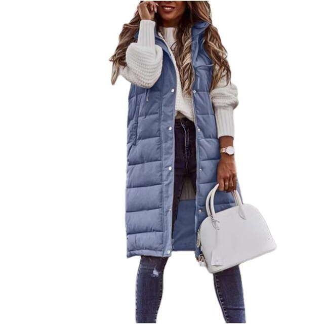 Lena -  Gilet Cappotto Lungo in cotone Giacca Senza Maniche