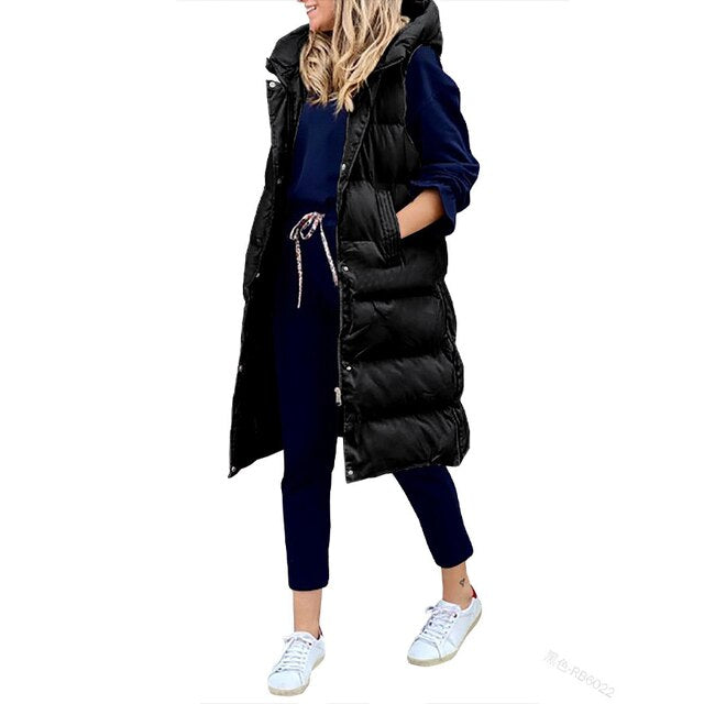 Lena -  Gilet Cappotto Lungo in cotone Giacca Senza Maniche