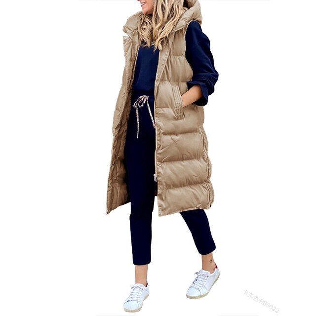 Lena -  Gilet Cappotto Lungo in cotone Giacca Senza Maniche