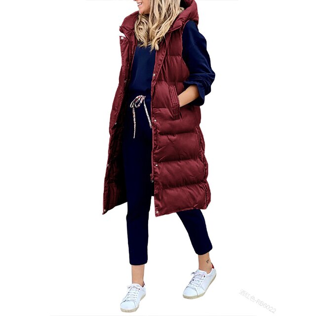 Lena -  Gilet Cappotto Lungo in cotone Giacca Senza Maniche