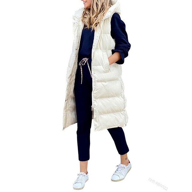 Lena -  Gilet Cappotto Lungo in cotone Giacca Senza Maniche