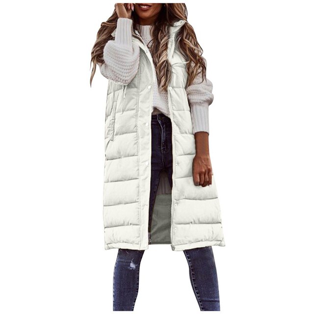 Lena -  Gilet Cappotto Lungo in cotone Giacca Senza Maniche