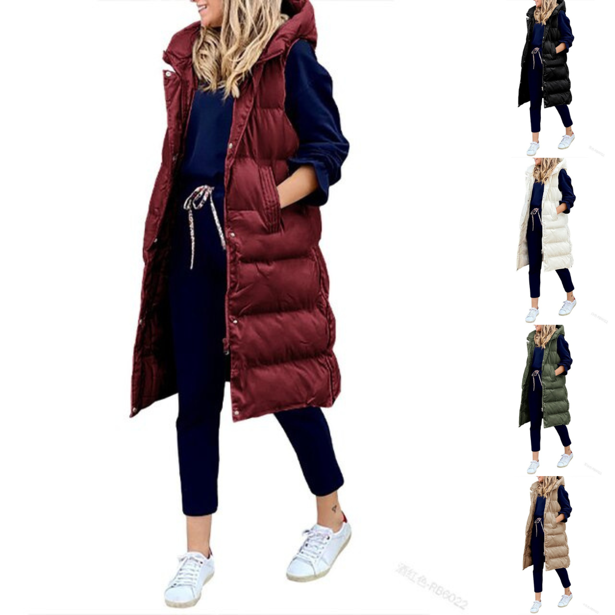 Lena -  Gilet Cappotto Lungo in cotone Giacca Senza Maniche